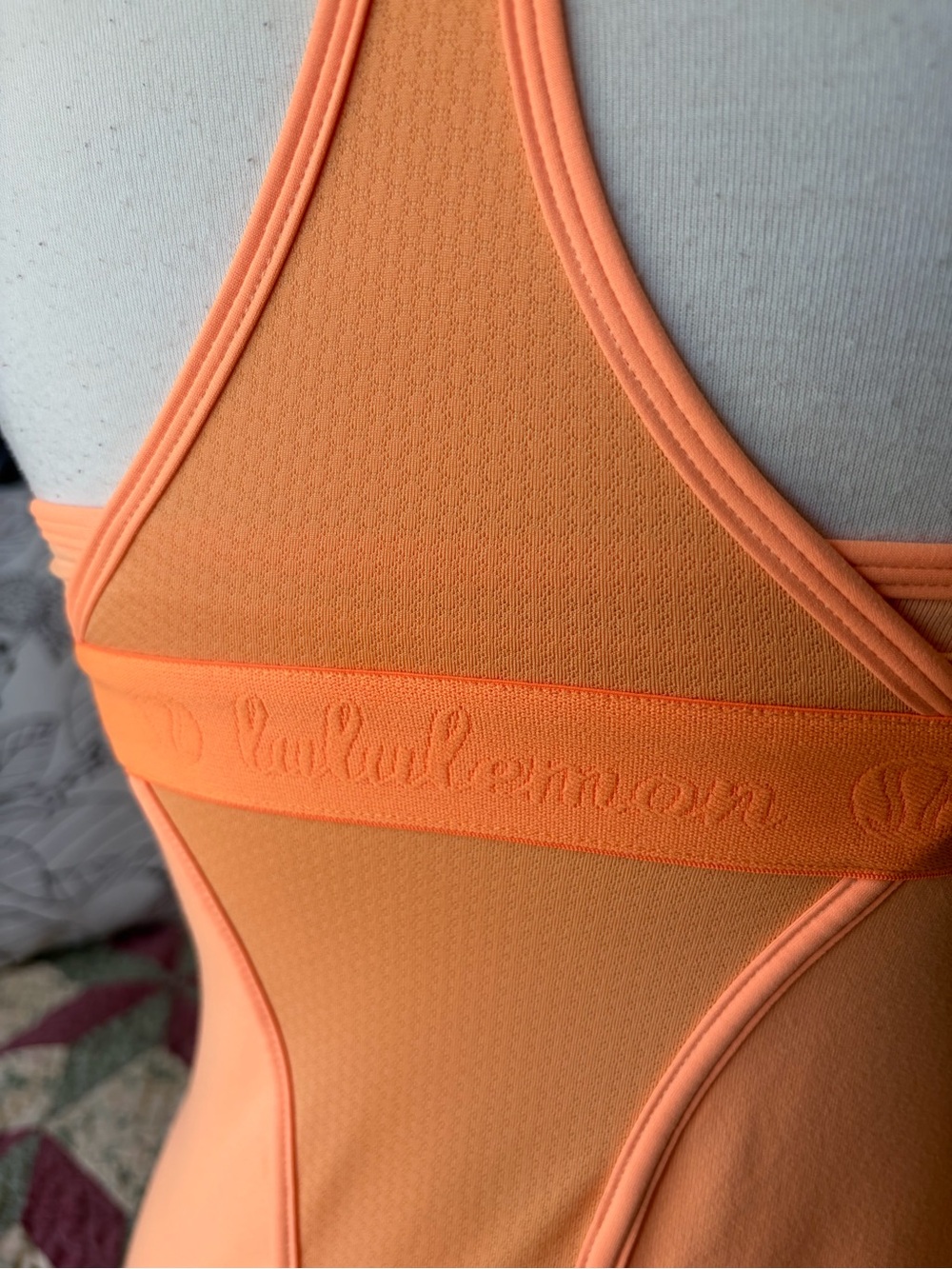🍂2 for $15 Lululemon Athletica Orange All Out Tank Mesh Back Adjustable Bust Top - Picture 4 of 6